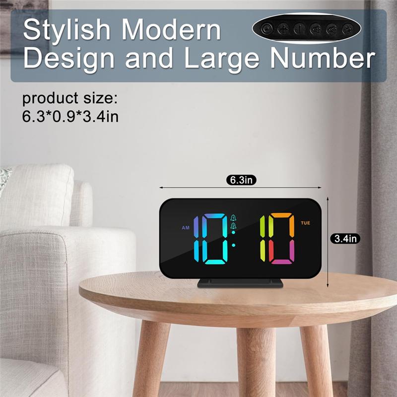 A84E-LED Digital Alarm Clock For Bedrooms With Night Light,Dual Alarm,12/24H, Plug In Large Display Alarm Clock For Bedroom