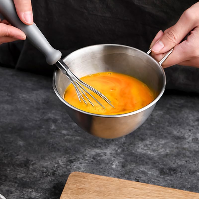 OUNONA Stainless Steel Colander and Bowl Set with Handles, Deep, Egg Beater, Cream Whisk, Salad Mixer, Rinse Rice, Strainer, Basket for Fruits and