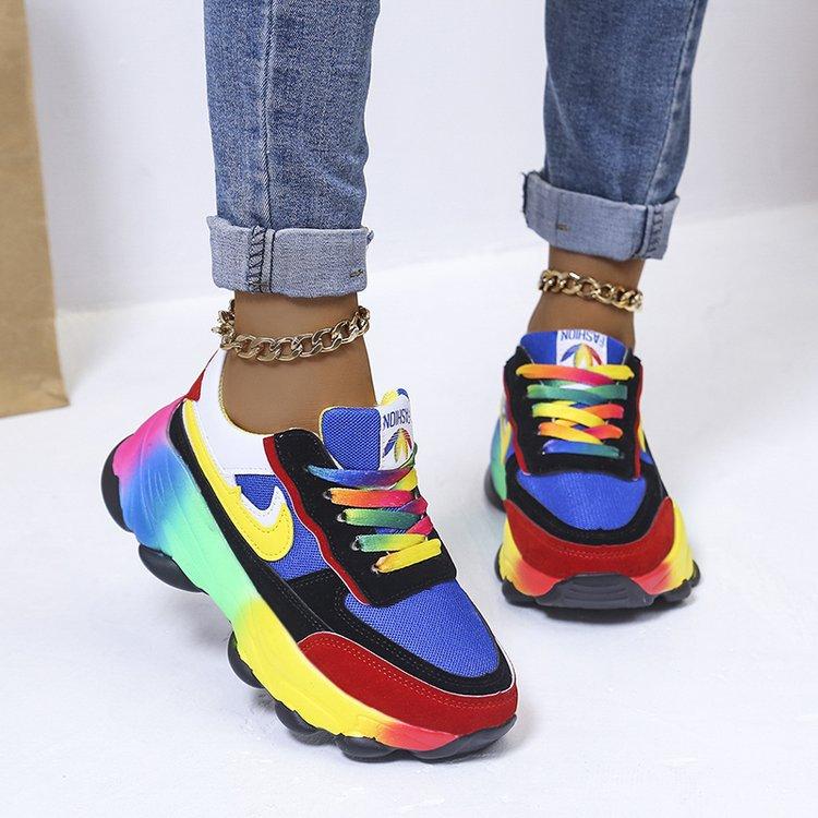 Shoes sports casual shoes fashion flying woven women's shoes breathable running shoes sneakers female