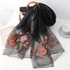 Four Season silk wool scarf women hijab pashmina shawls wrap Luxury Bandana Floral Pashmina Embroidery Scarves Foulard Fashion