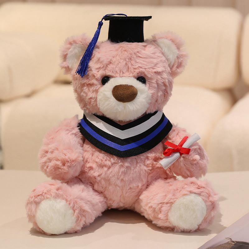 25cm Kawaii Graduation Dr.Bear Plush Toy Cute Christmas Hat Teddy Bear Soft Doll Boys Girls Kids Students Graduation Lovely Gift