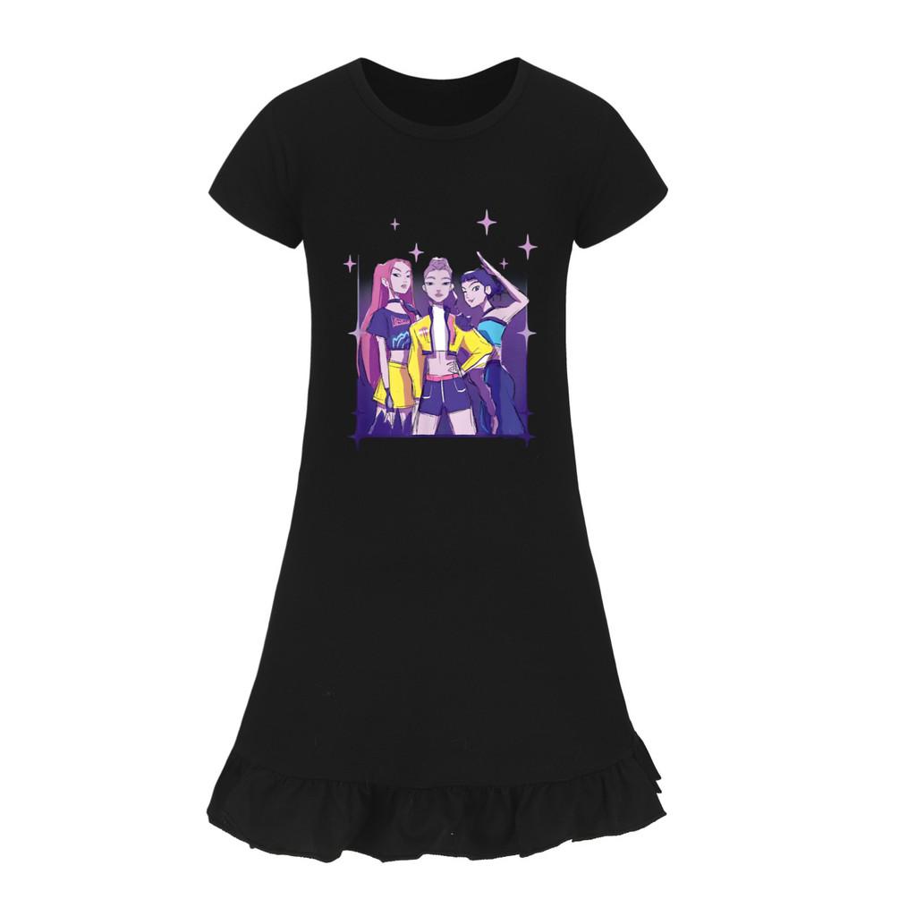 5162 Kinder Mädchen Mira Zoey Rumi Bedrucktes Rüschen Kurzarm Freizeitkleid