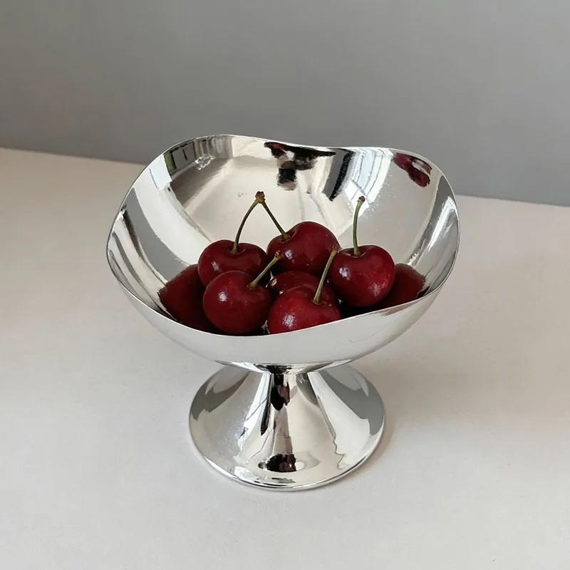 Silver Plated Iron Desktop Storage Tray Ornaments Crafts Home Livingroom Dining Table Snack Fruit Storage Plate Decoration Items