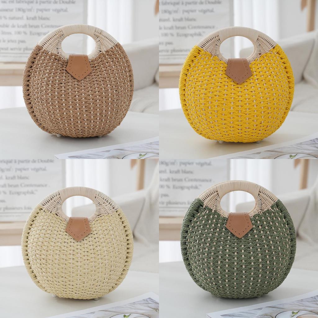 Summer Woven Handheld Ladies Bag With Cotton Rope Material For Casual Beach Wear