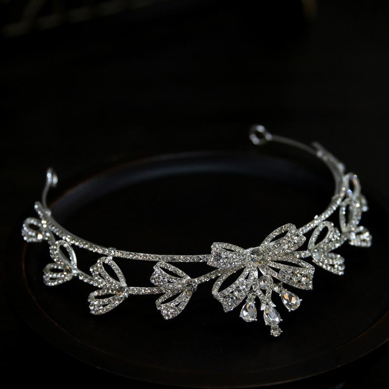 Korean New Style Exquisite and Compact Bow Bride Wedding Crown Headdress Crown Tiara Hair Accessories