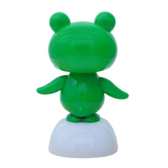 Bobble Head Green Frog Decoration Solar Powered Shaking Head Frog Car Dashboard Ornament Educational Cartoon Animal Toy