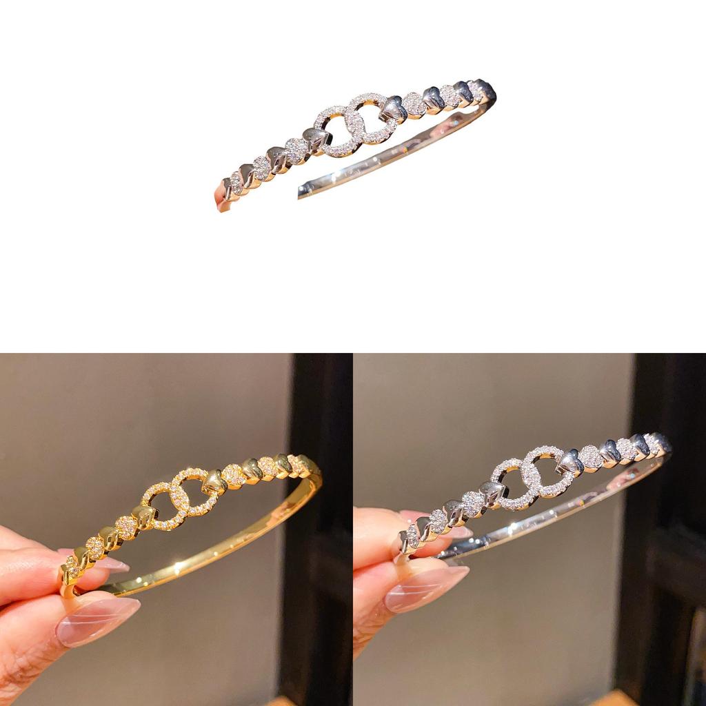 Light Luxury Zircon Gold Plated Bracelet For Women With Heart Shape Design