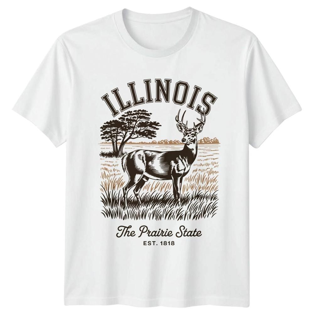 Illinois The Prairie State Deer Graphic Unisex Unisex Unisex T Shirt Est 1818 S