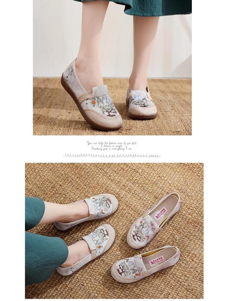 New Style Non-Slip Linen Fisherman Shoes - Comfortable, Soft-Soled Beijing Cloth Shoes for Middle-Aged Women