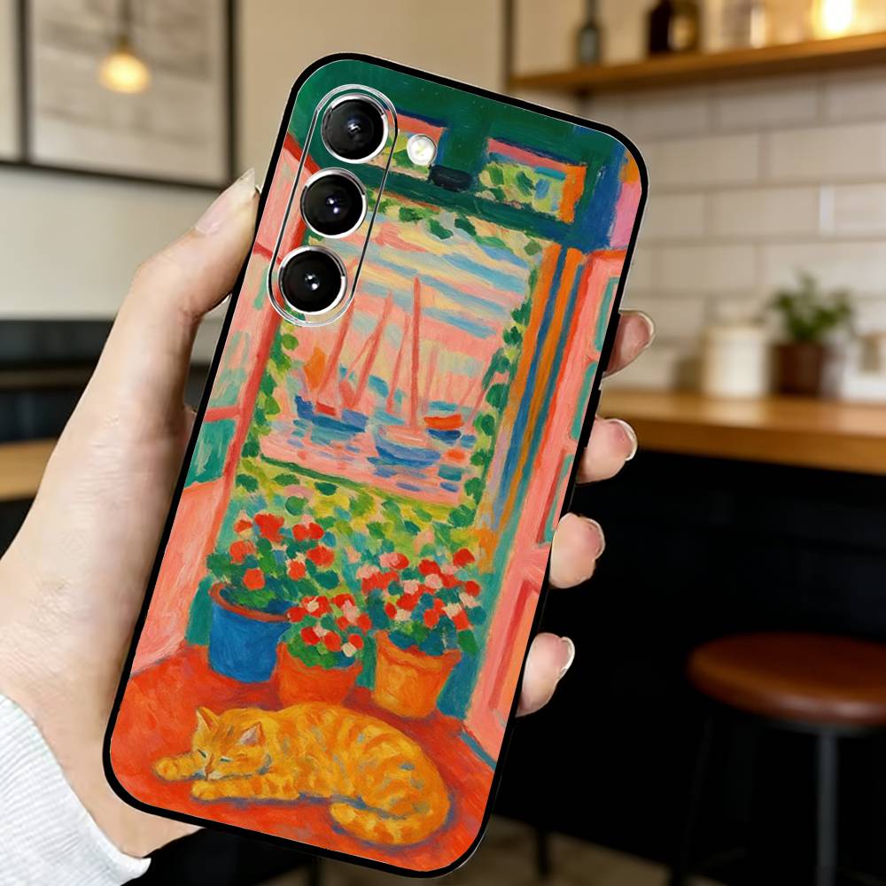 

Funny Henri Matisse Art Painting Phone Case For Samsung S25,24,23,22,30,21,Ultra,Plus,Lite,FE,Black Soft Case Samsung S21 s305G