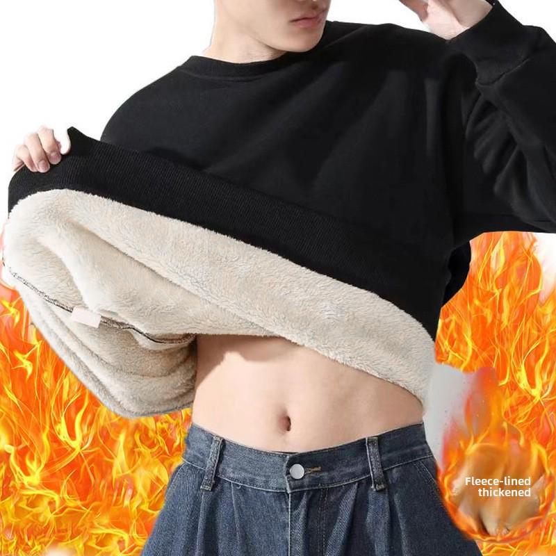 

Мужской свитер из альпака-флиса с длинными рукавами и круглым вырезом: Осень и зима Повседневный свободный крой L