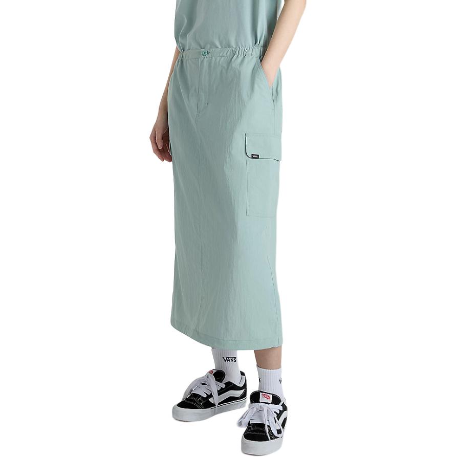 Vans Riley Parachute Cargo Skirt Loose Solid Color Casual Long Skirt Women Skirts Blue VN000HQBM8I