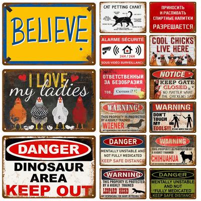 Retro Warnschild Metallschild Gefahr Vintage Plakette Vorsicht Blechschild Poster Metallplatte Für Garage Zuhause Männerhöhle Wanddeko Café Club