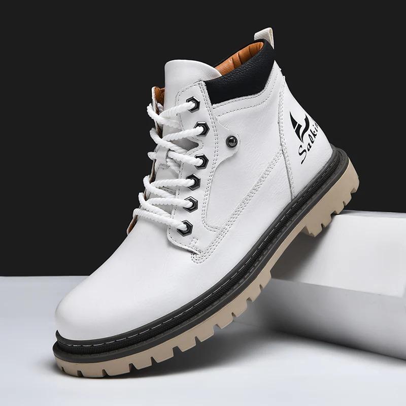 Heißer Verkauf Herrenstiefel Handgefertigt Echtes Leder Knöchelhohe Stiefel Winter Leder Schuhe für Herren Outdoor Hohe Wanderstiefel Sneaker