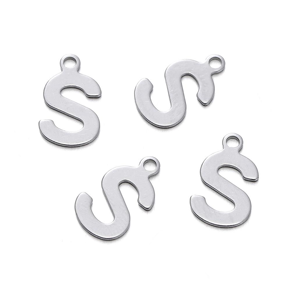50 Stück Edelstahl 12mm Englische Buchstaben A-Z Anhänger für DIY Halsketten Schmuckherstellung Zubehör