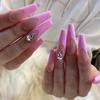 Peach Pink Rhinestone Plum Blossom Drop-Shape Ballet False Nails and Stickers