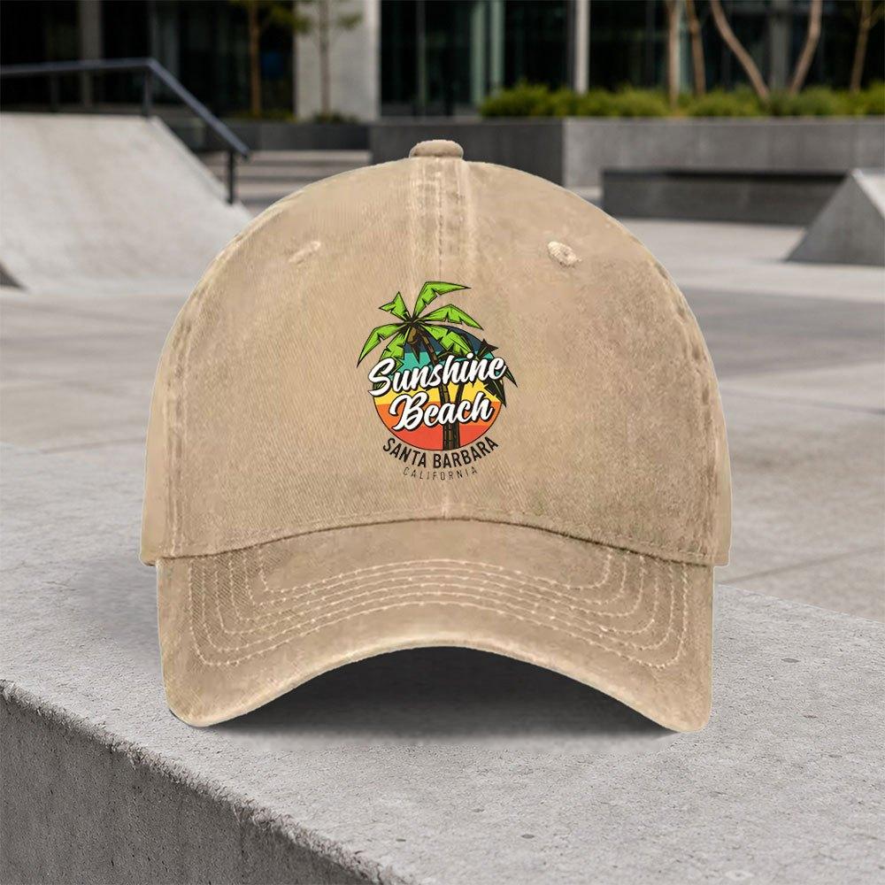 Retro Santa Barbara Sunny Beach Washed Baseball Cap Unisex Adjustable Dad Hat for Outdoor Daily Wear Vacations