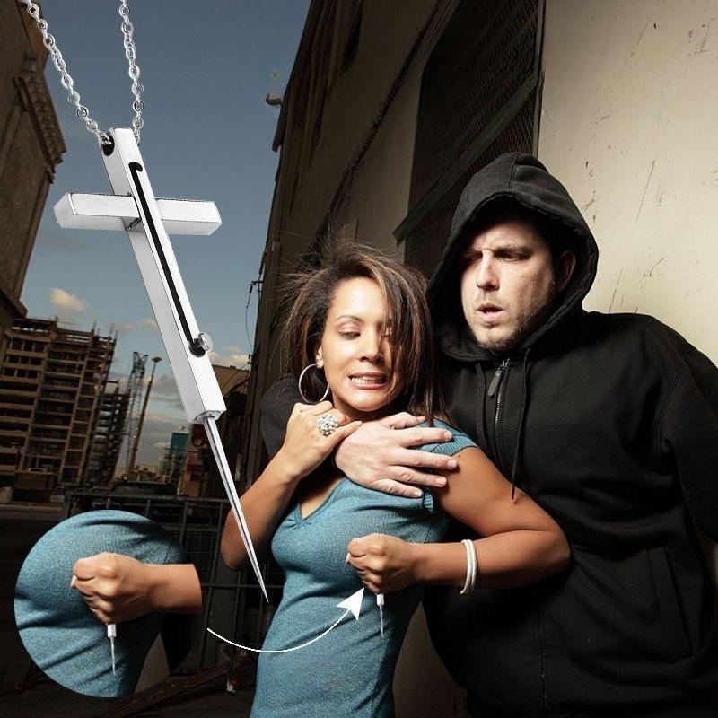 1Pc Women's Self-Defense Necklace Jewelry Portable Anti-Wolf Self-Defense Weapon Legal Portable Item Concealed Weapon