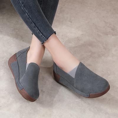 Moda Feminina Sapatilhas Femininas Mãe Sapatos de Couro Genuíno Plataforma Slip On Mocassins Casual Loafers Preto Confortável Couro de Vaca Sapatos Esportivos