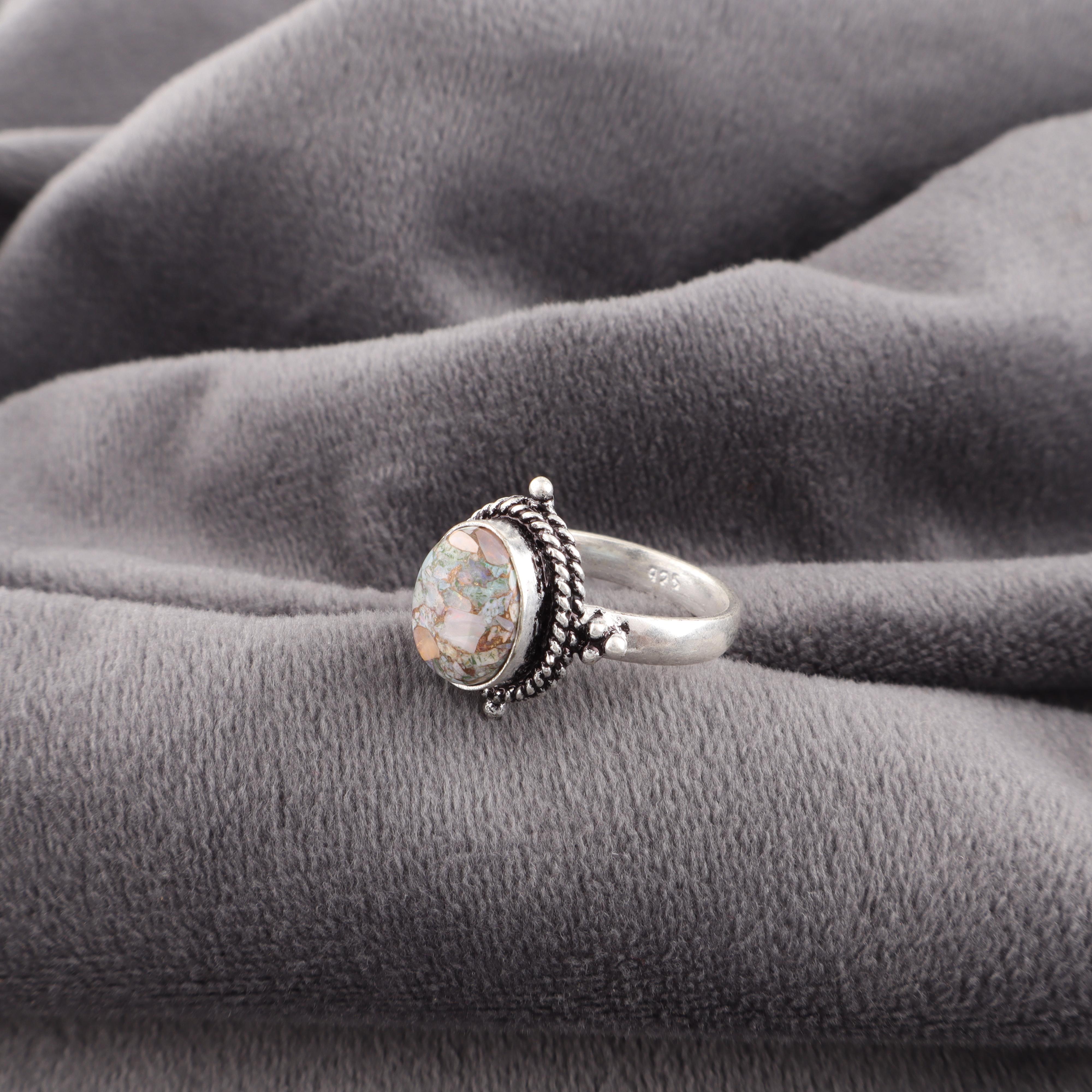 

Эфиопское кольцо с медной бирюзой, Ювелирные изделия из стерлингового серебра 925 пробы, Кольцо ручной работы, Ювелирные изделия с драгоценными камнями, Подарок для женщин 12 розовый