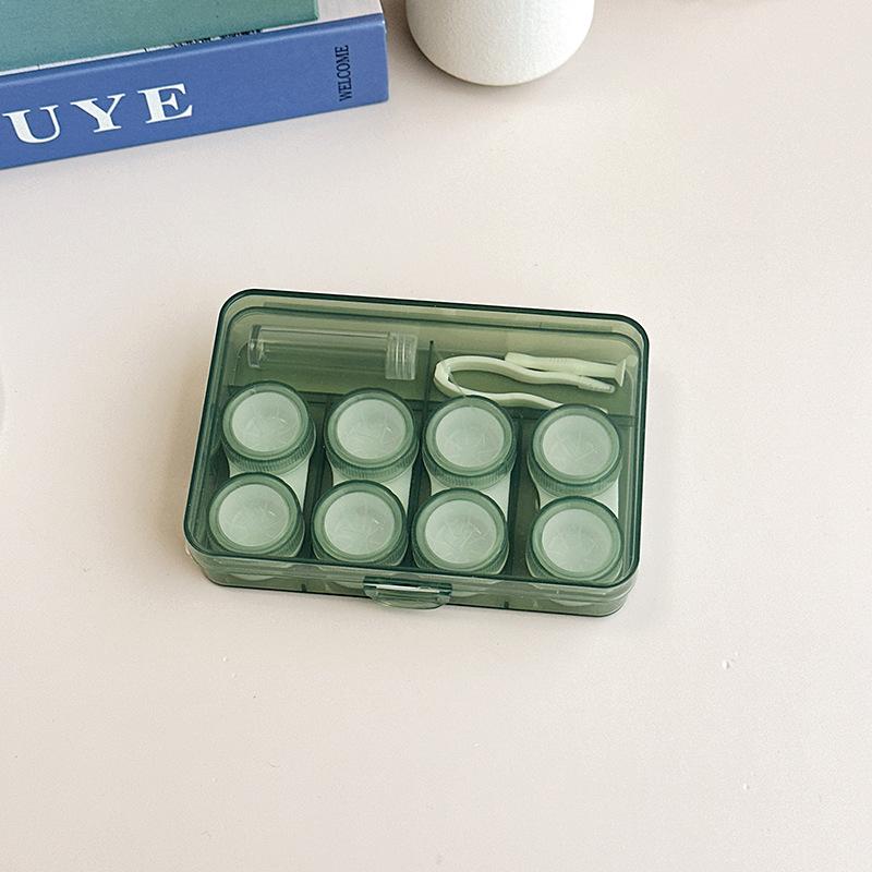 1PC Portable Cute Contact Lense Case Transparent Solid Candy Color Box Four Pairs High-capacity Invisible Care Box Women Men