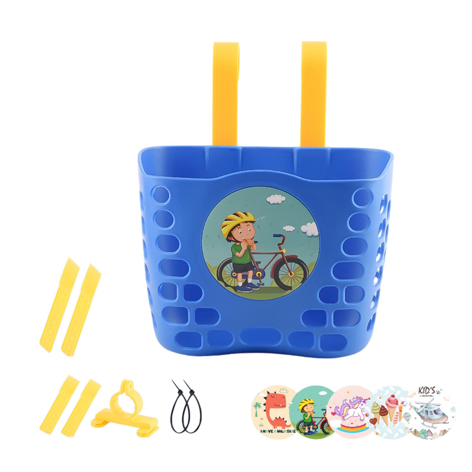 

Adjustable Bike Basket Bicycles Handlebar Storage Bike Basket with Fasten Straps Plastic Bicycles Front Basket for Kids темно-синий