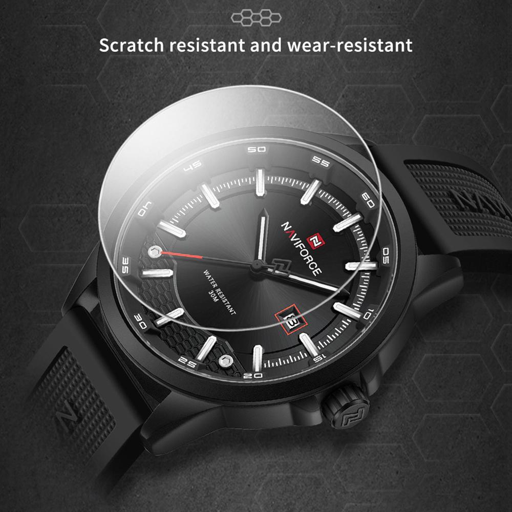 NAVIFORCE Men's Watch Quartz Calendar Luminous Hands Waterproof Silica Strap Round Simple Dial Fashion Casual Watch for Men NF9248T
