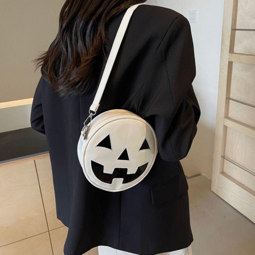 Purse Round Halloween Pumpkin Crossbody Bag Adjustable Strap Pumpkin Devil Shoulder Bag Men/Women