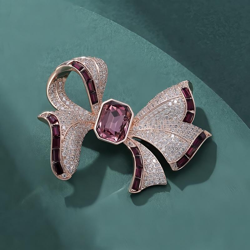 Elegant and Refined, Exquisite Bow Brooch, Women's Niche Fashion Brooch, Coat, Overcoat
