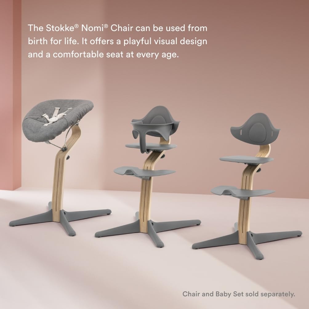 Stokke (Offiziell) Nomi Neugeborenen-Set, Weiß, Neugeborenen-Sitz, Stufenlos verstellbarer Winkel, für Neugeborene bis 6 Monate, Einfache Montage, Tripp Trapp Hochstuhl