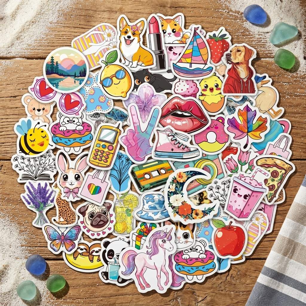 50Pcs Waterproof Hawaiian Cartoon Stickers VSCO Style for Laptop Outdoor Decoration