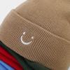 New cute little smiley face simple embroidery knitted hat men's and women's college style versatile wool stacking hat