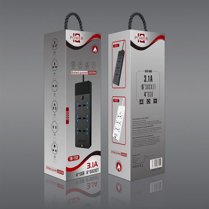 5m 6-Outlet Power Strip with Switch and USB Ports