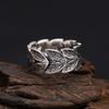 Trendy Brand Leaf Pattern Ring for Men, Retro Fashionable Index Finger Ring with Adjustable Opening