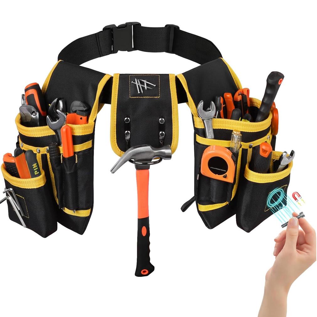 Tool Belt Bag Utility Belt Adjustable Pockets Tool Belts Detachable Work Pouch Bag Heavy Waist Apron Versatile Pouch