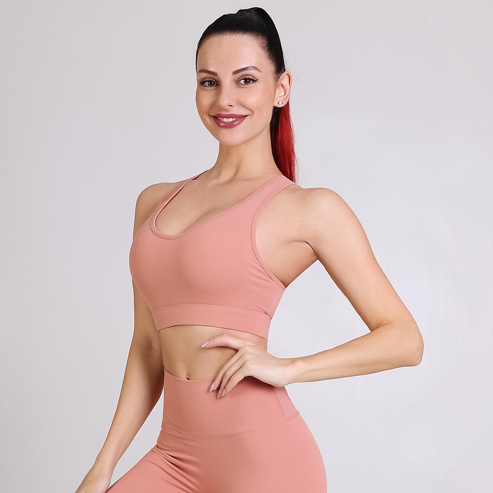 

Весна и лето, европейские и американские новые парчовые бретели, бюстгальтеры для йоги, быстро собранное спортивное нижнее белье XL розовый