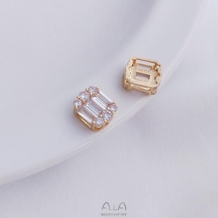 14K Gold-Filled Zircon Spacer Beads: Square, Round, Marquise, and Teardrop Shapes for DIY Jewelry