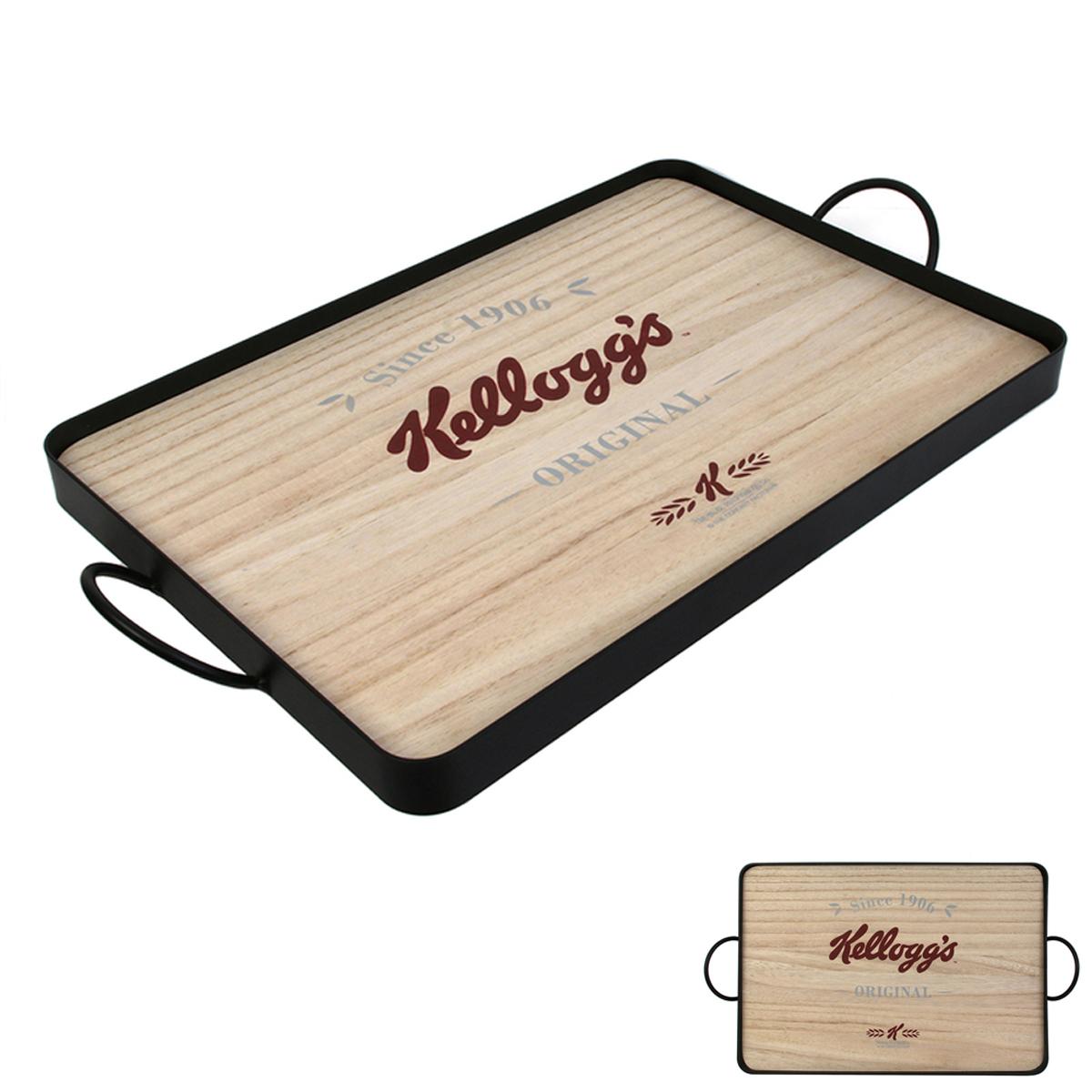 

Kellogg s [A1234] - Большой деревянный поднос Kellogg s бежево-красный - 46x29x4 см