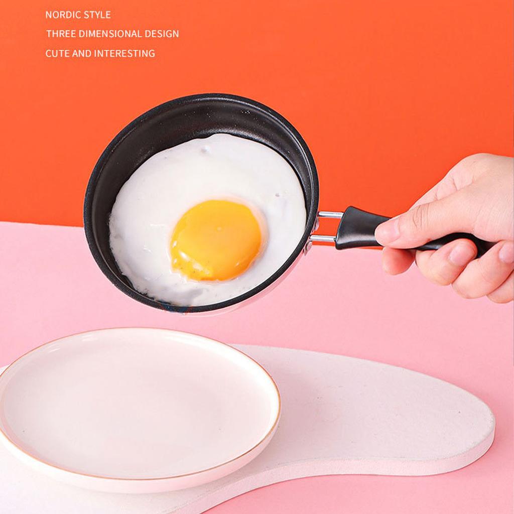 12cm Mini Frying Pan Stainless Steel Prevent Stick Induction Pot Round Breakfast Small Fry Egg Pan with Long Handle