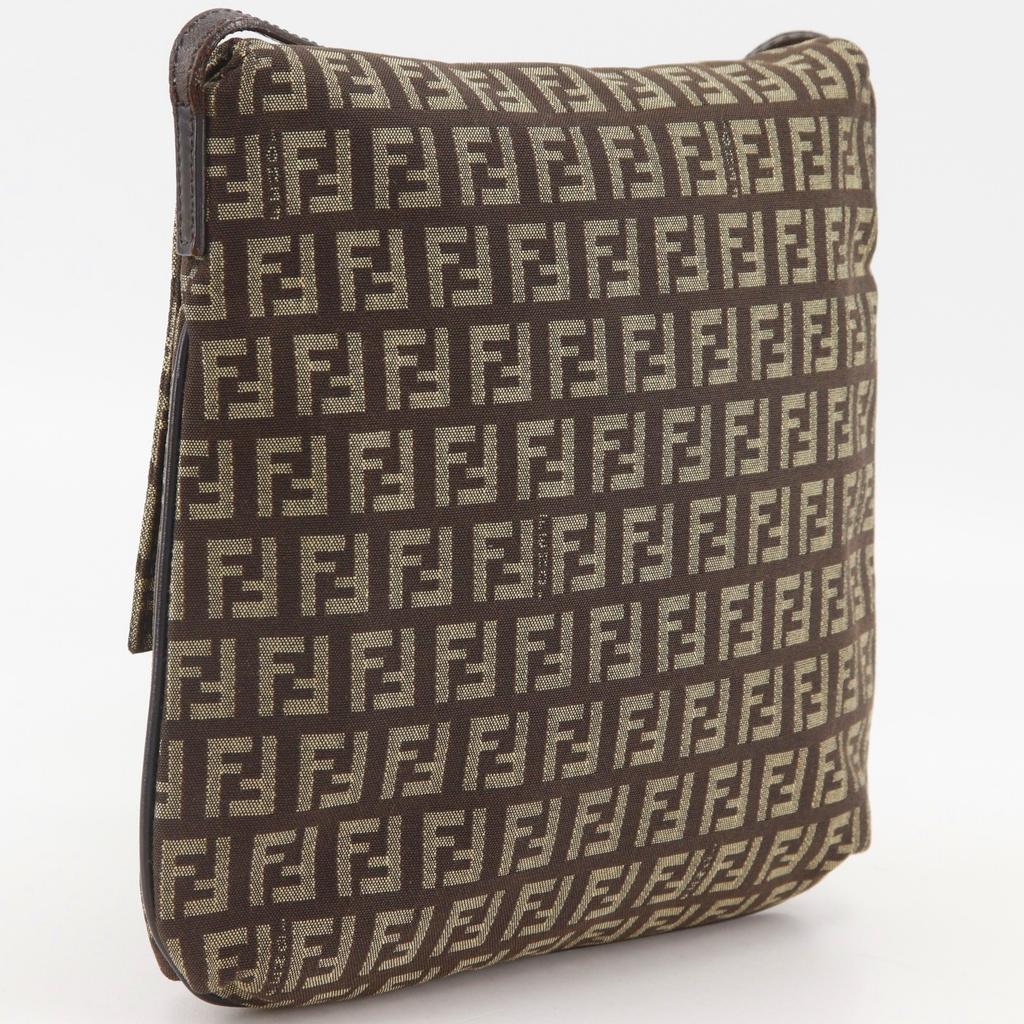 FENDI Zucchino Shoulder Bag 8BT075 Brown canvas Women Used