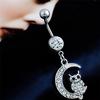 Eleganter weißer Mond-Eulen-Anhänger, Nabelpiercing für Damen, Bauchnabelring, Piercing-Schmuck