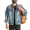 Spring and Autumn Ripped Denim Jacket Men's American High Street Work Jacket Boys Top
