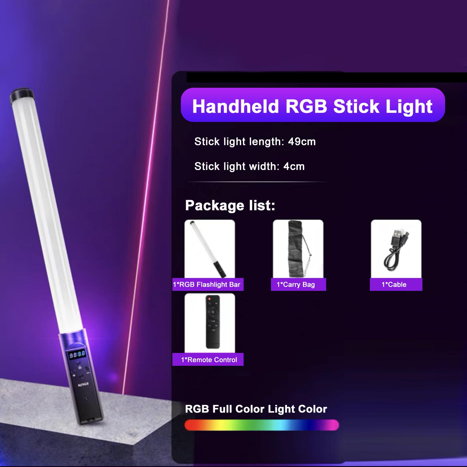RGB Fill Light LED Fill Light Stick Portable Live Shooting Light Camera Light Stick Net Red Beauty Hand-held Shooting and Taking Pictures RGB Handheld