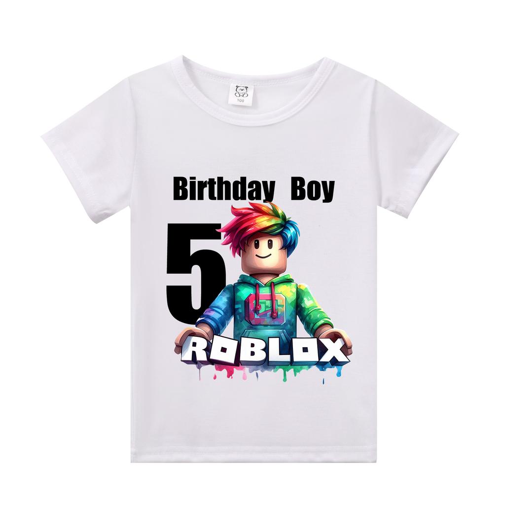New Roblox Children T Shirts Cartoon Birthday Number Graphic T-shirts Boys Girls Casual Short Sleeves Tops Summer Kids Clothing