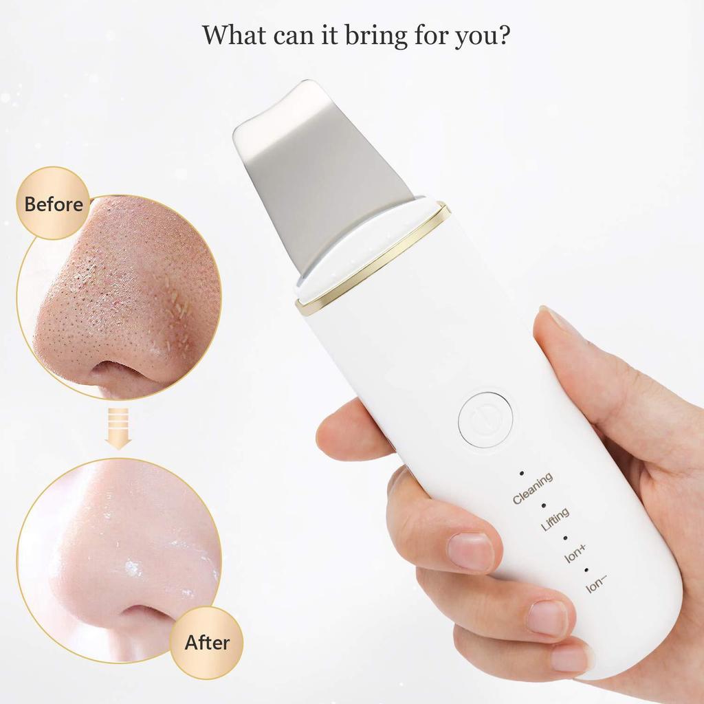 Ultrasonic Skin Scrubber & Microcurrent Color Light Therapy Device for Blackhead Removal & Dead Skin Cleansing