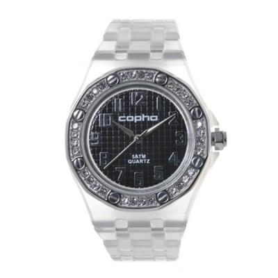 Polycarbonate Watch Genuine Imported Clear [Kopuha] Black-Silver Women's
