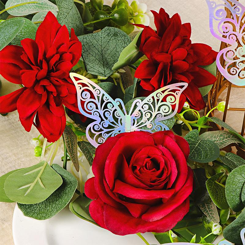 1PC Grüne Blattgirlande 180cm Künstliche Blumen Rebe Party Hochzeitsdeko Mit 3D Schmetterling Lebensechte Faux Floral Wand Akzente