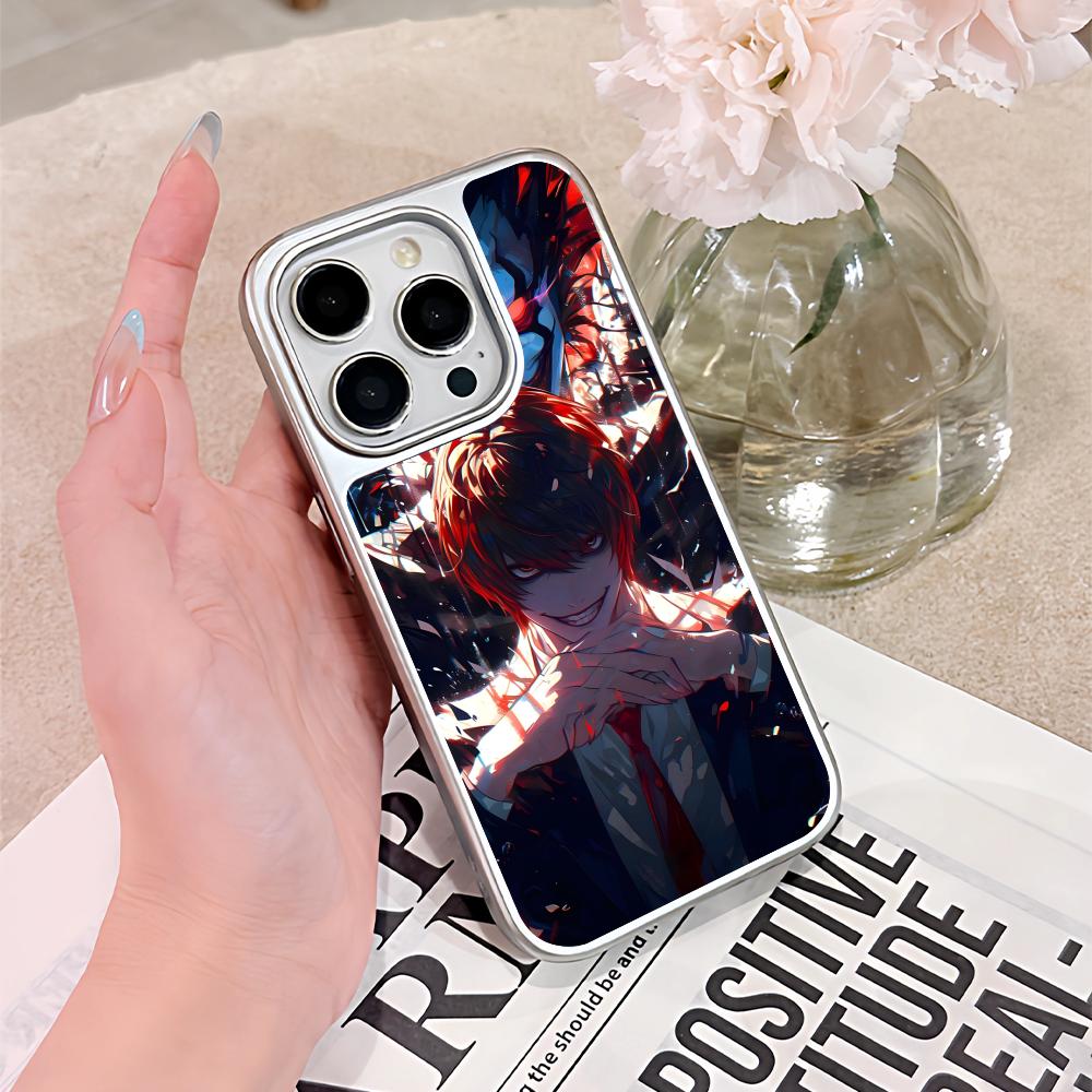 Death Note Kira Light Mobile Phone Case for iPhone 17 16 15 14 13 12 11 Air Pro Max Plus Silver Plating Colorful Cover Pretty