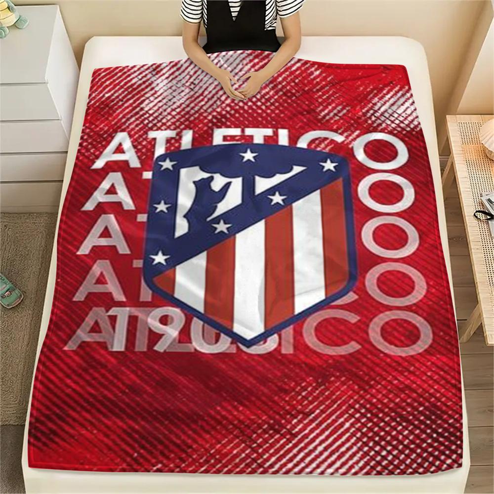1Pc Atletico Madrid Logo Print Flannel Blanket High Quality Warm Comfortable Cover for All Seasons Perfect for Gifts Home Decor