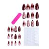 1 Set Women Press on Nails Almond French Tip Stick-on Long Fake Nails Full Cover Glue on False Nails DIY Manicure